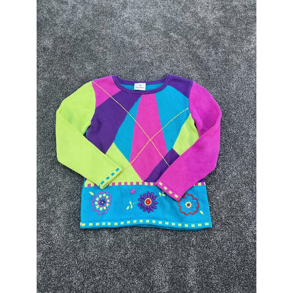 Hanna Andersson Knit Sweater Girls Size 130 Multi Color